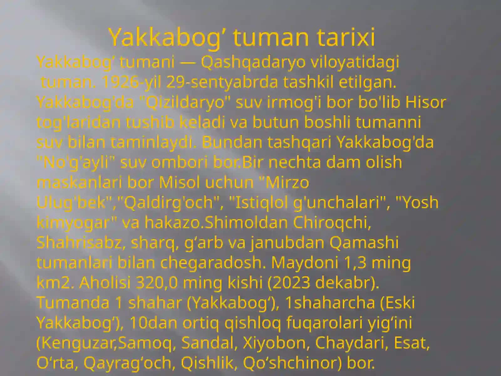 Yakkabog’ tuman Tarixi 2