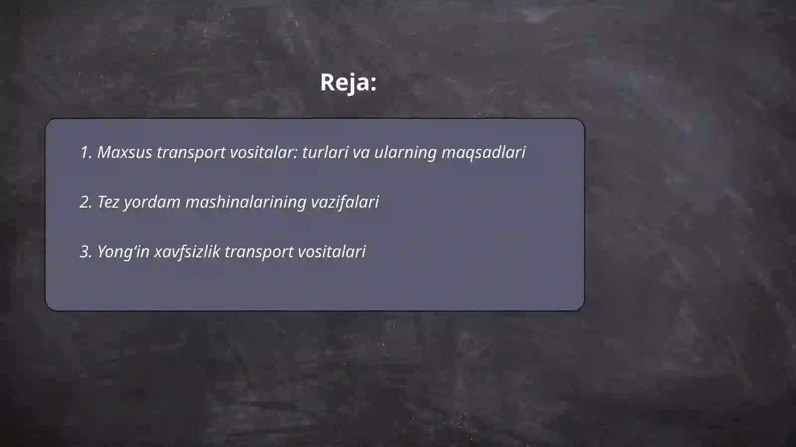 Maxsus transport vositalar vazifalar 2