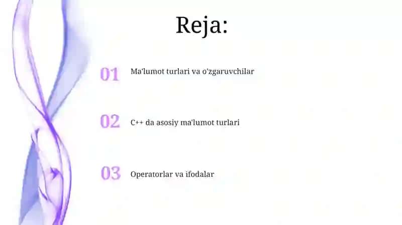 C++ tilining tayanch turlari 2