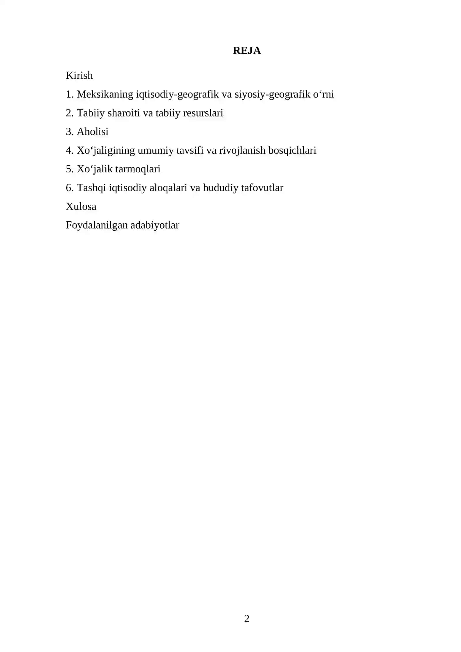 meksikaning iqtisodiy geografik tavsifi 2