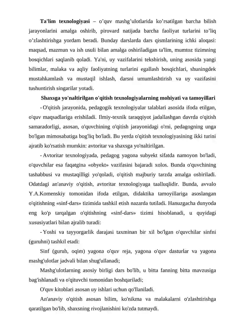 YANGI PEDAGOGIK TEXNOLOGIYA VA FAOL PEDAGOGIK METODLAR ASOSIDA DARS ISHLANMALARINI TUZISH VA TAHLIL QILISH 2