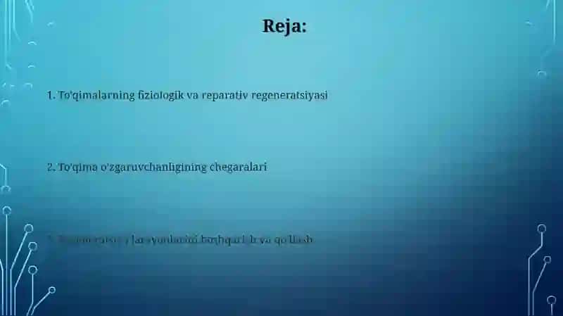 To'qimalarning fiziologik va reparativ regeneratsiyasi 2