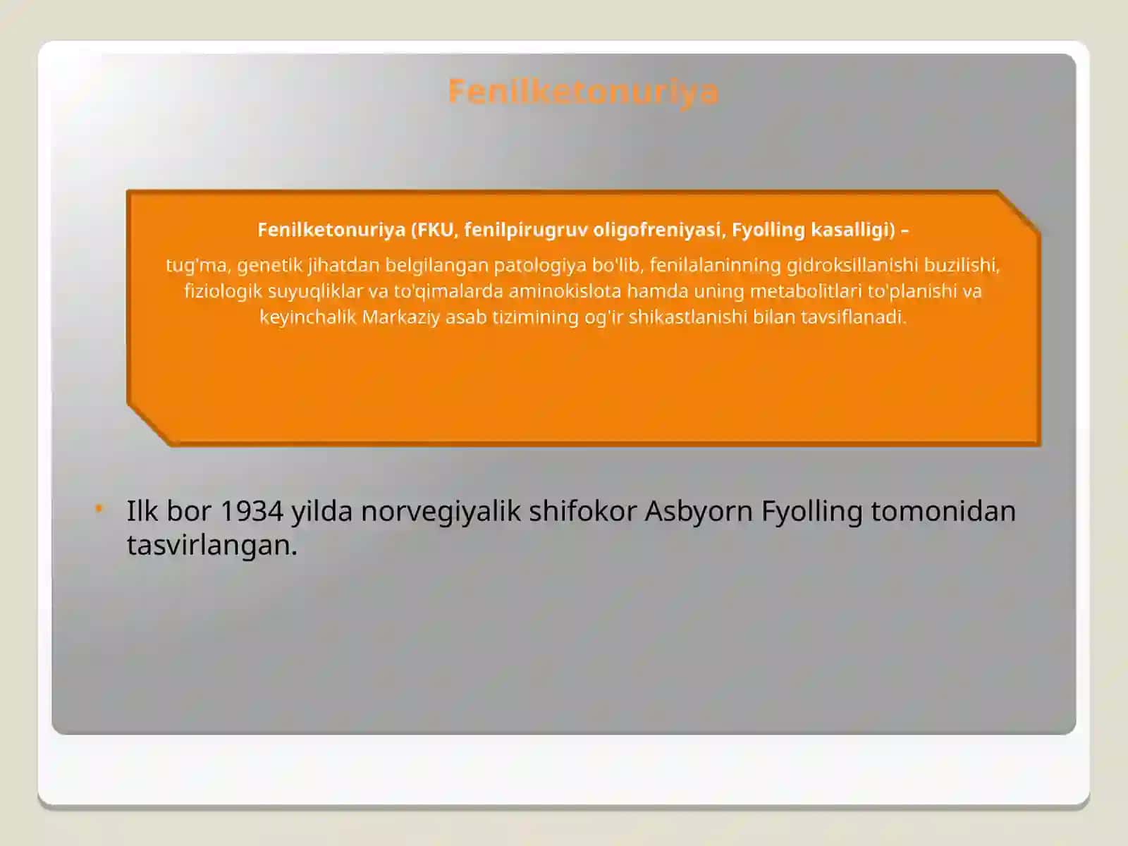 Fenilketonuriya kasalligi va diagnostikasi 2