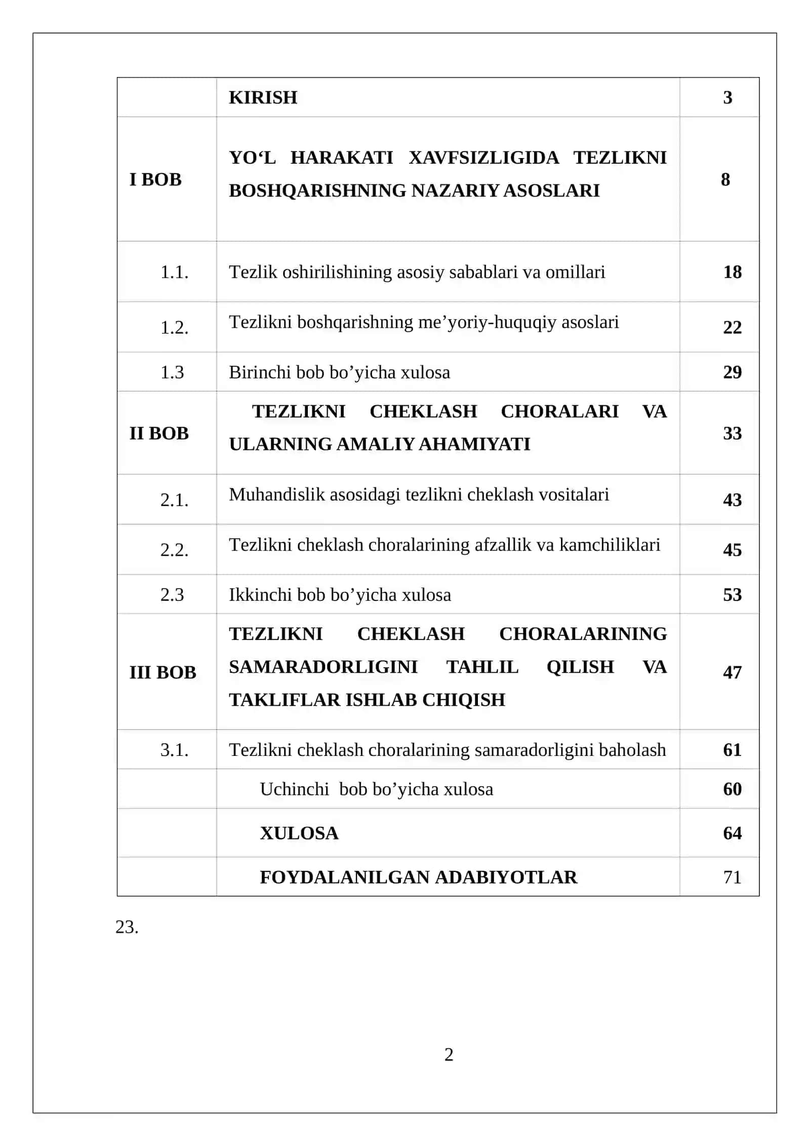 MAVZU TEZLIKNI CHEKLASH CHORALARI VA ULARNING SAMARADORLIGI 2
