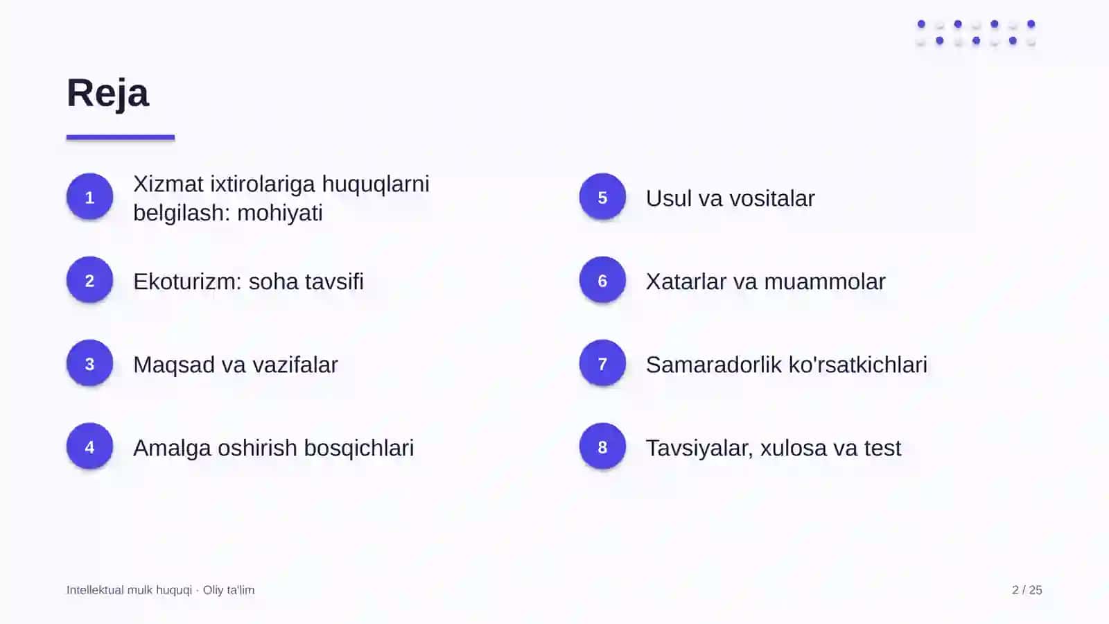 ekoturizmda xizmat ixtirolariga bo'lgan huquqlarni belgilash 1215 2
