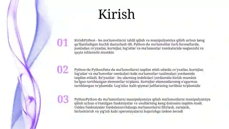 Python-da Satr Koʻrishidagi Ma'lumotlar Bilan Ishlash 2