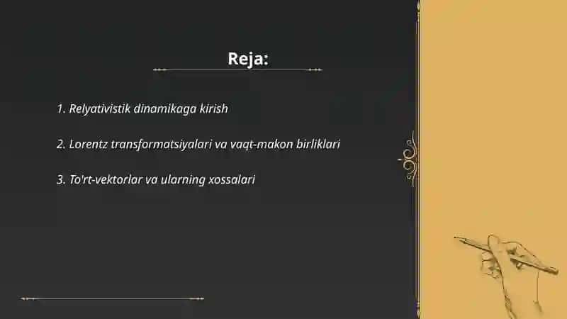 Relyativistik dinamika elementlari 2