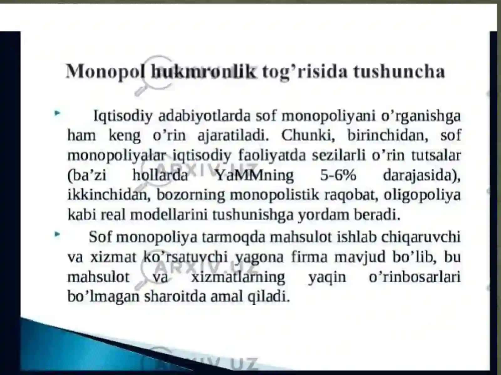 Monopol  hukmronlik to’g’risida tushuncha 2