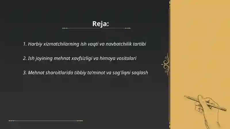 Harbiy xizmatchilarning mehnat sharoitlari 2