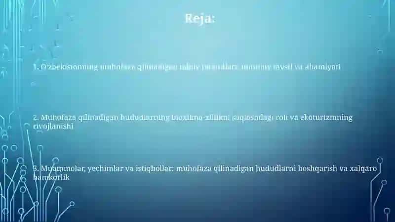 Oʻzbekistonning muhofaza qilinadigan tabiiy hududlari: umumiy tavsif va ahamiyati 2