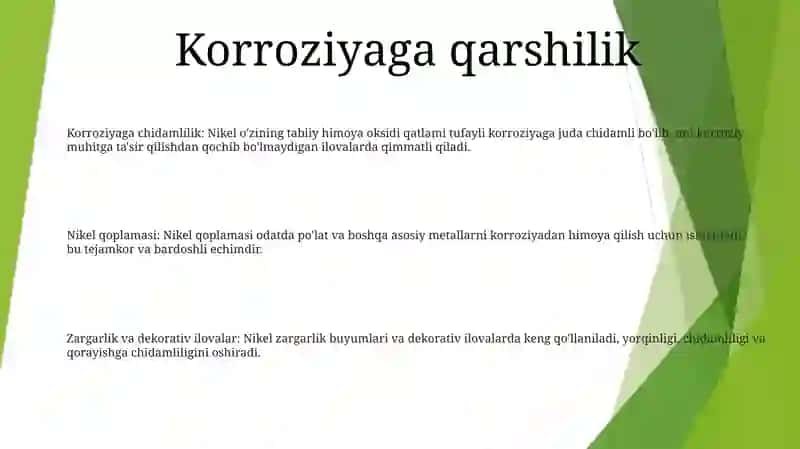 Nikel Ishlatilish Sohalari 2