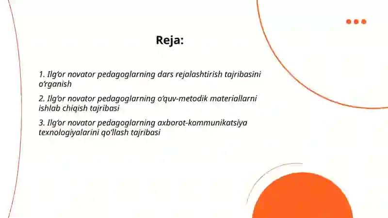 Ilģor novator pedagoglarning ish tajribasini o‘rganish 2