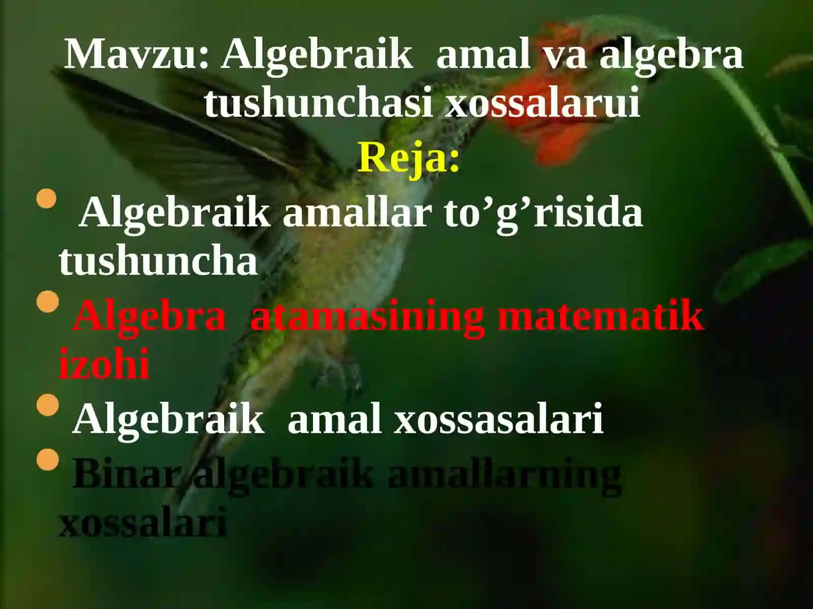 Algebraik amallar 2