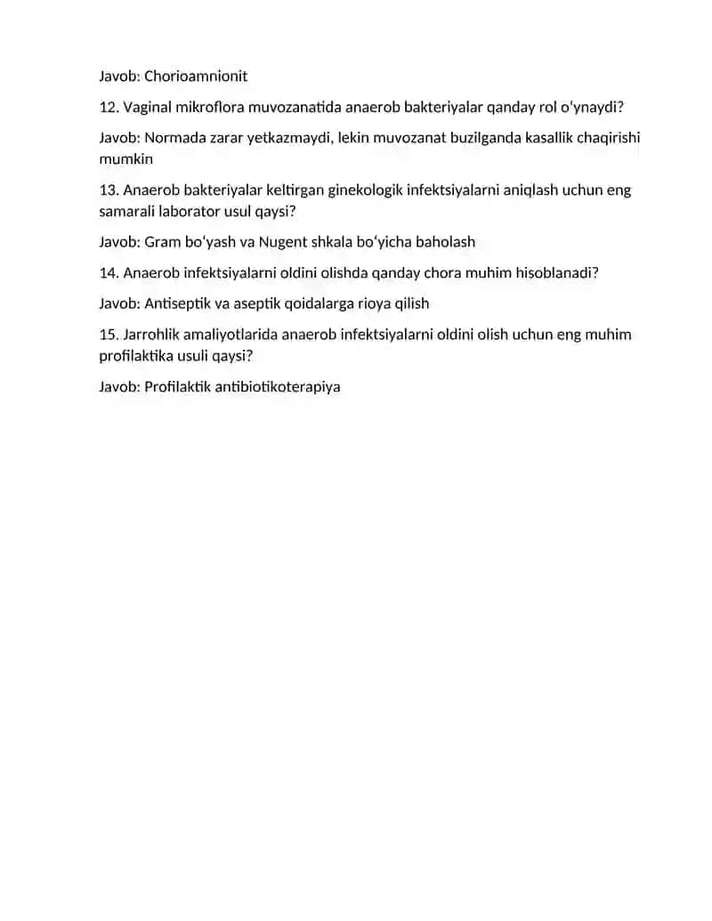 Shartli patogen anaerob kokklarni ( peptokokklar, peptostreptokokklar, veylonellalar) 2