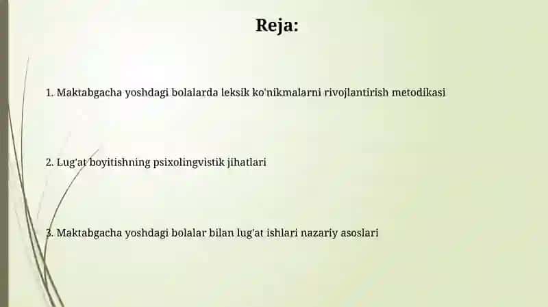 Maktabgacha yoshdagi bolalar bilan lug'at ishlari nazariy asoslari 2