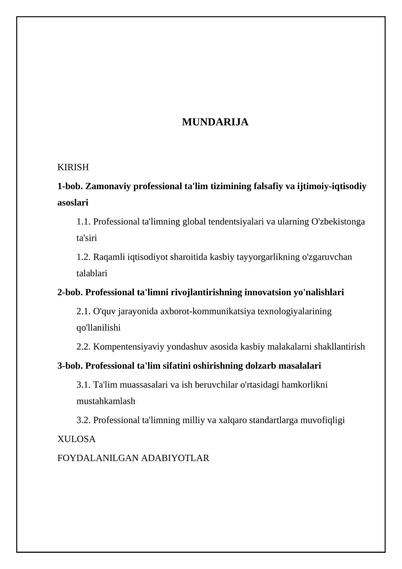 Profissional ta'lim rivojlanishining asosiy tendentsiyalari 2