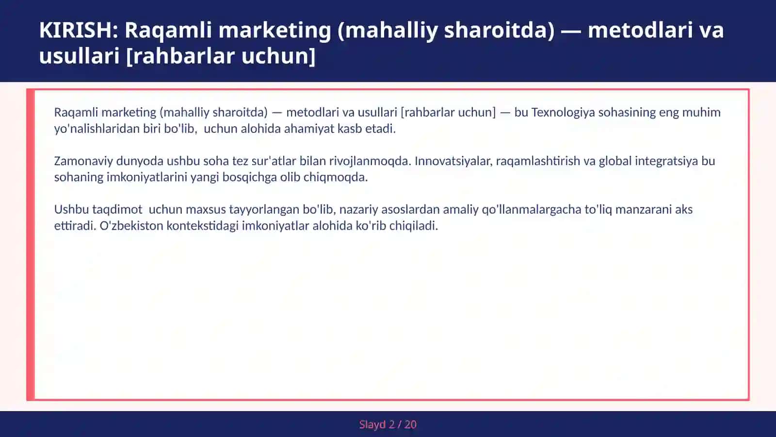Raqamli marketing (mahalliy sharoitda) — metodlari va usullari [rahbarlar uchun] 2