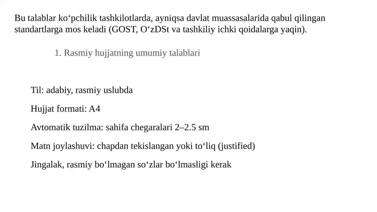 Ish hujjatlari va ulariga qo‘yiladigan talablar 2
