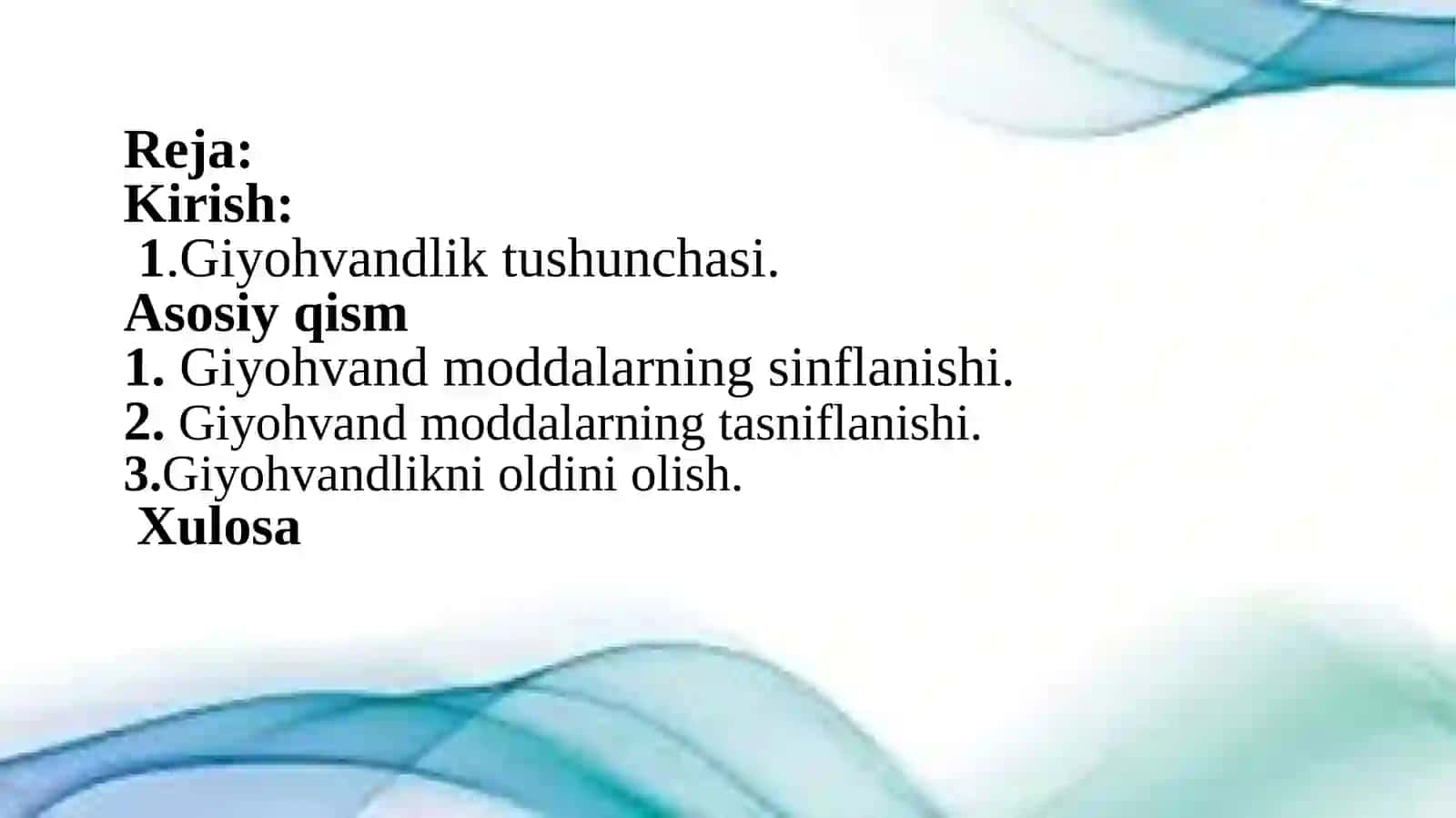 Giyohvandlik va ularning inflanishi 2