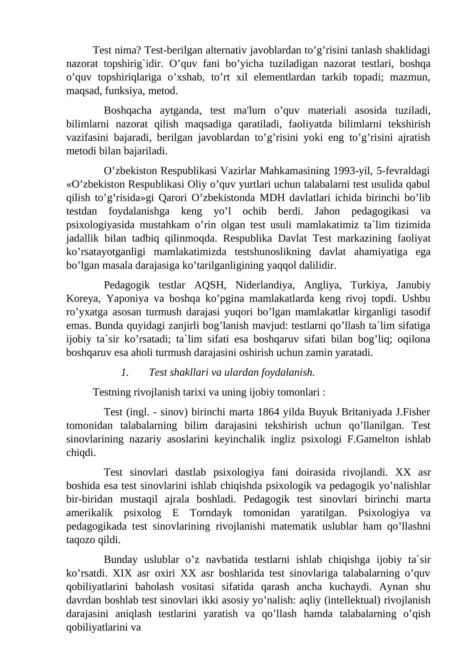 Test turlari. Test turlari tahlili1-bosqich 2
