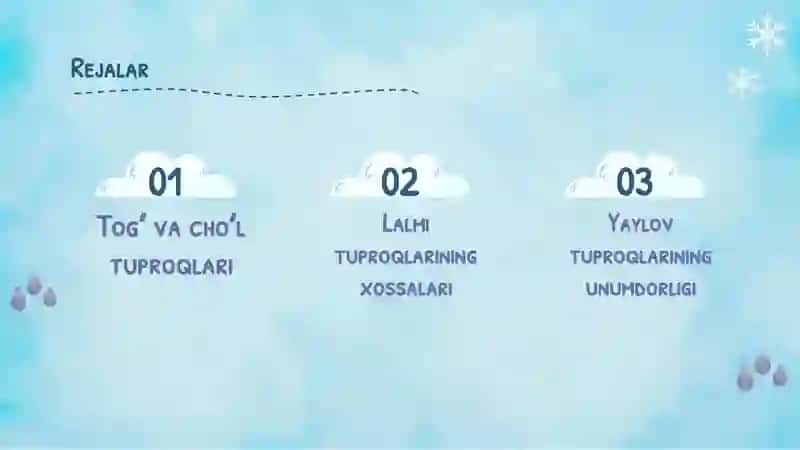 Togʻ va choʻl zonasining tuproqlari. Lalmi va yaylov tuproqlari unumdorligi 2
