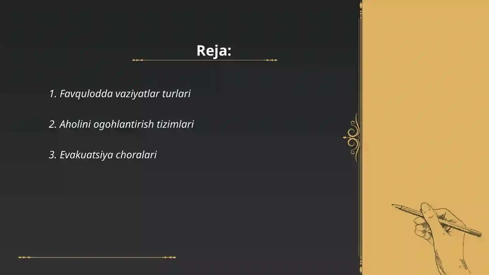 Aholi va hududlarni favqulodda vaziyatlardan muhofaza qilish tadbirlarini o'tkazish 2