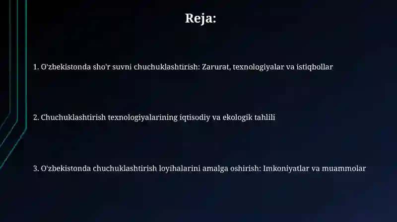 O'zbekistonda sho'r suvni chuchuklashtirish 2