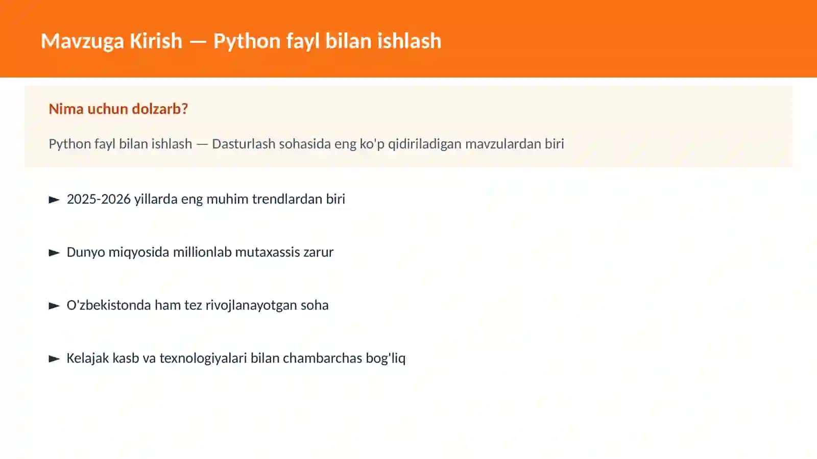 Python fayl bilan ishlash 2