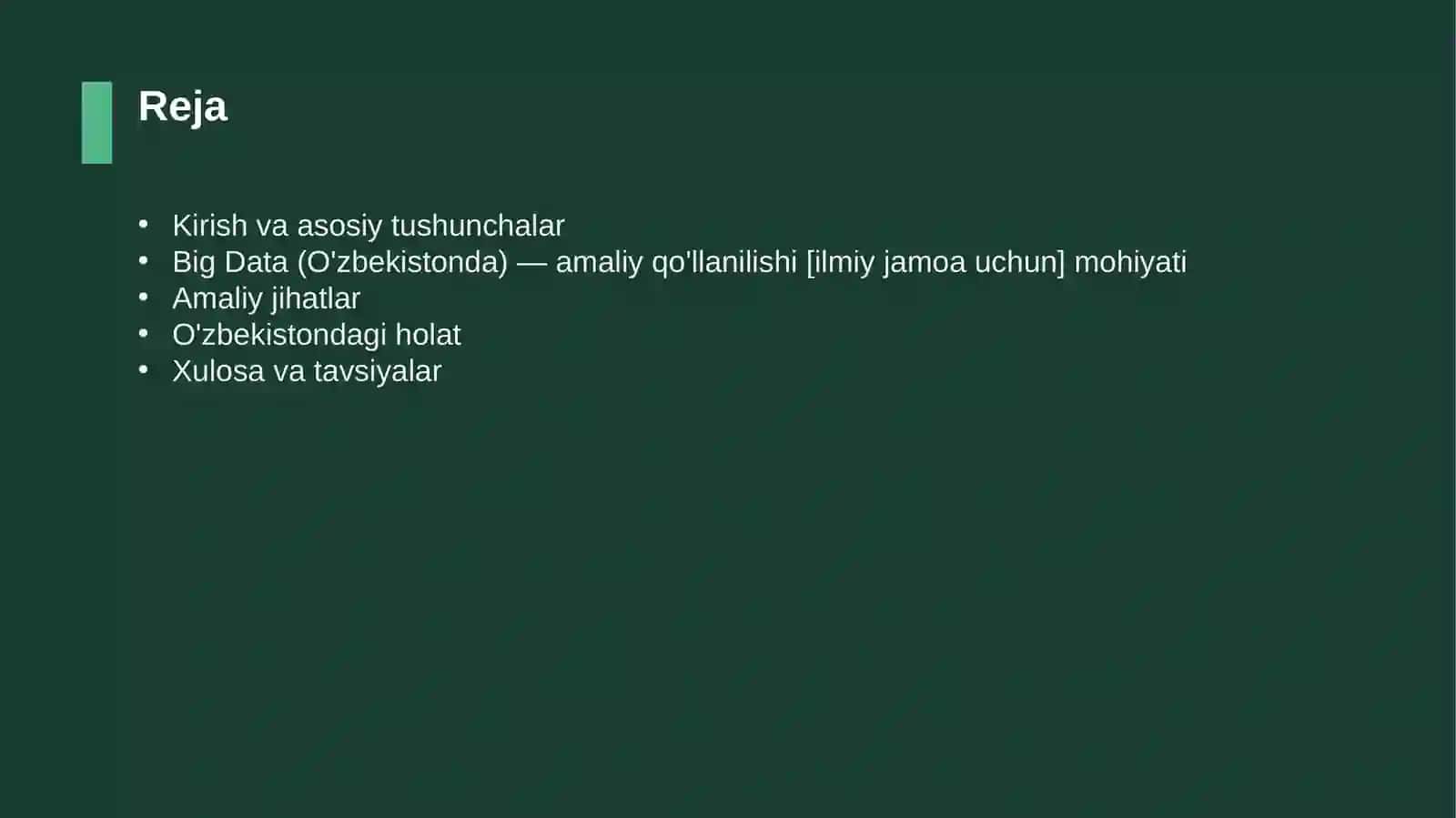 Big Data (O'zbekistonda) — amaliy qo'llanilishi [ilmiy jamoa uchun] 2