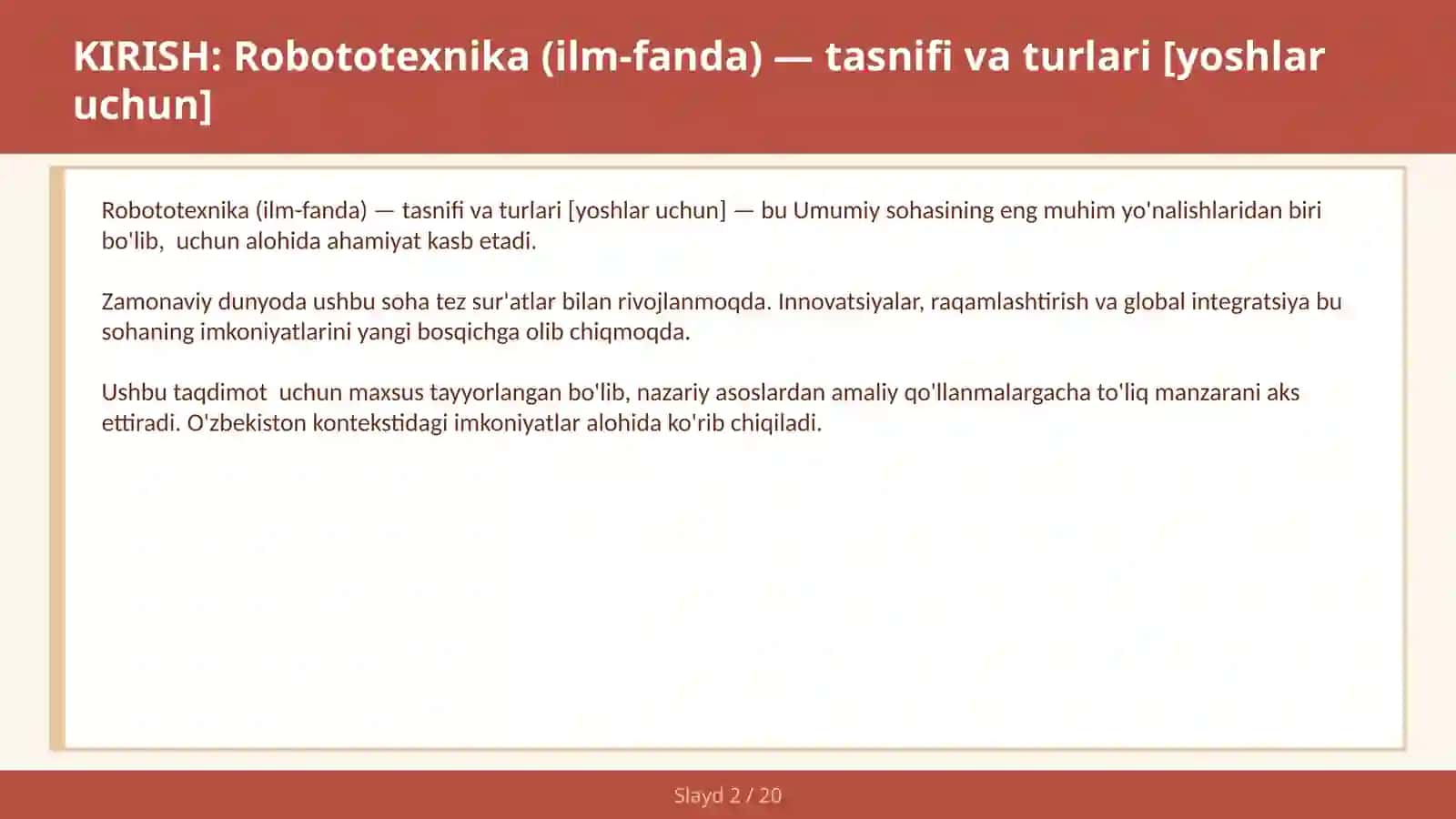 ROBOTOTEXNIKA (ILM-FANDA) — TASNIFI VA TURLARI [YOSHLAR UCHUN] 2