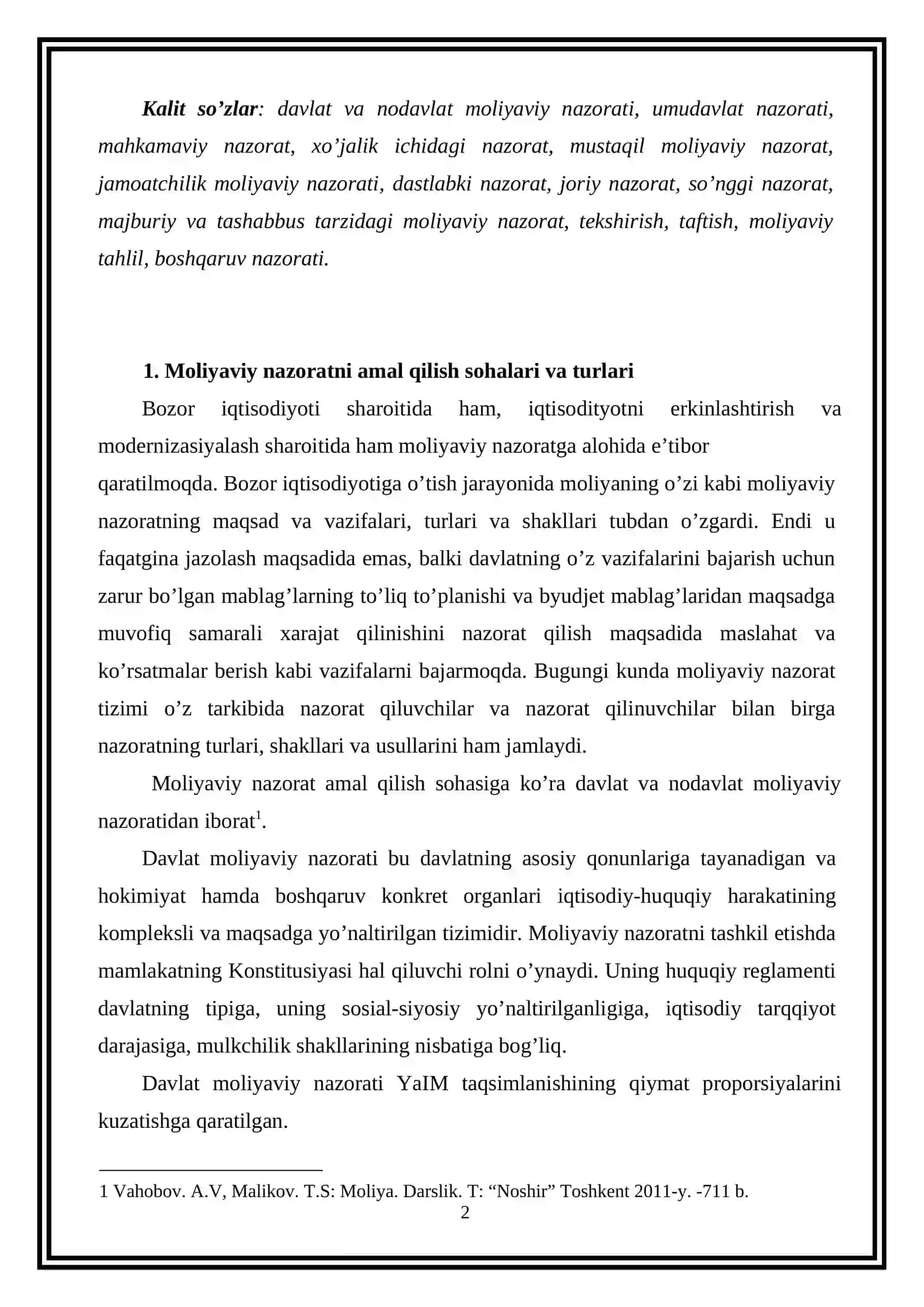 Moliyaviy nazoratni tashkil qilishning turlari, shakl va usullari 2