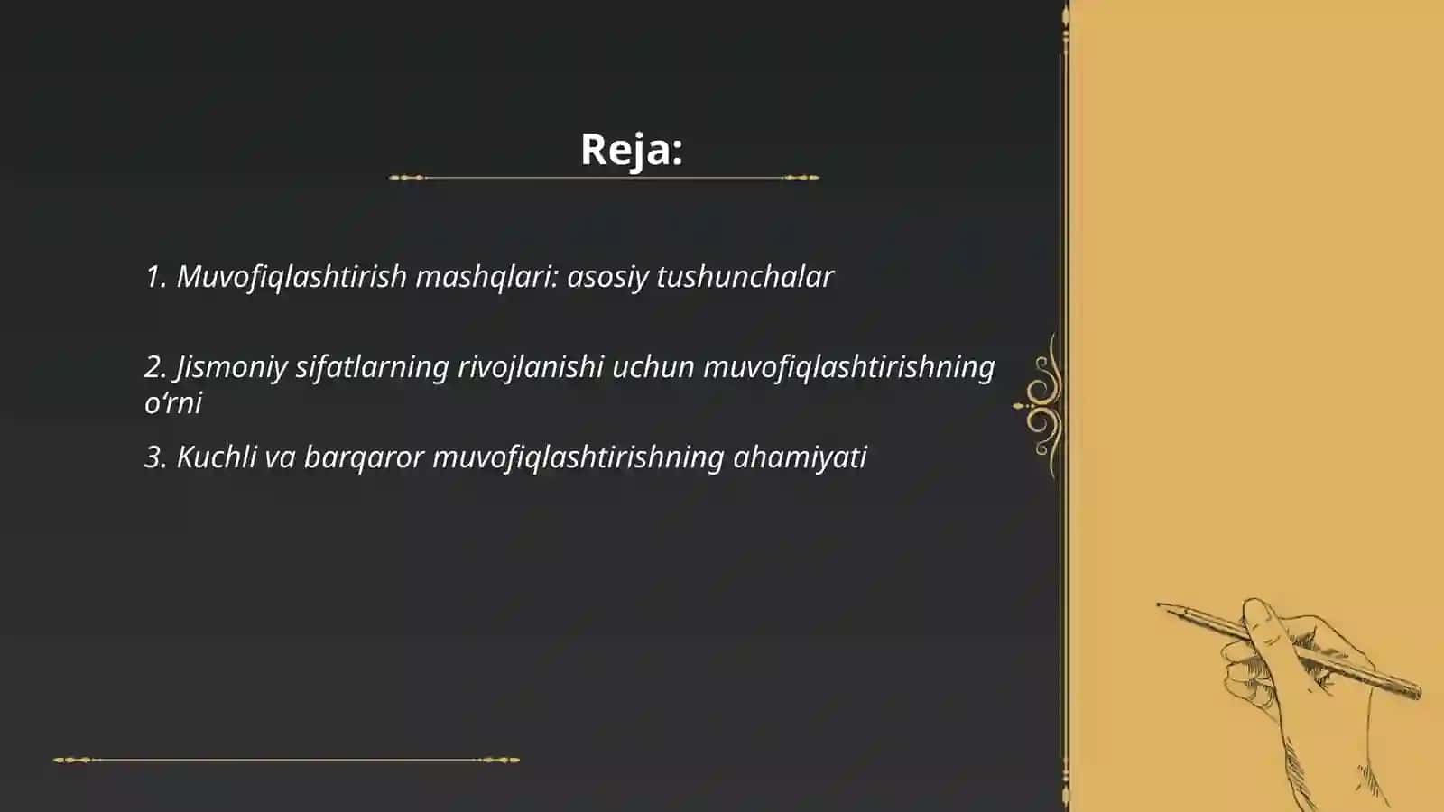 Muvofiqlashtirish mashqlari 2