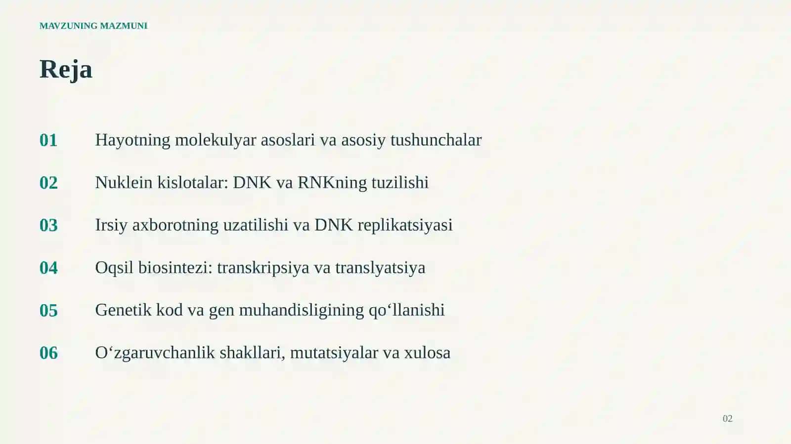 Hayotning molekulyar asoslari 2