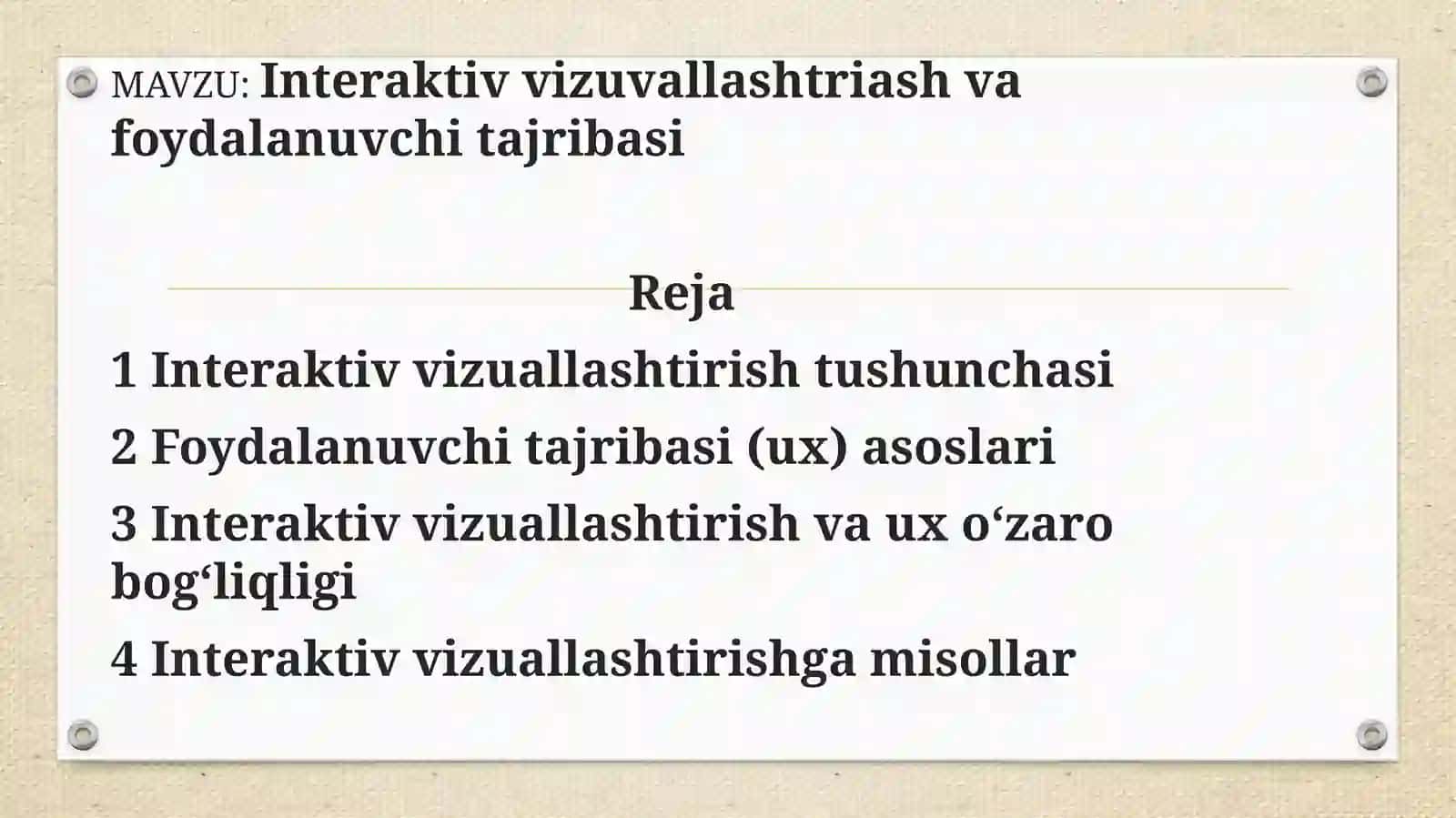Axborotni vizuallashtirish va aks etishda multimedia usullari 2