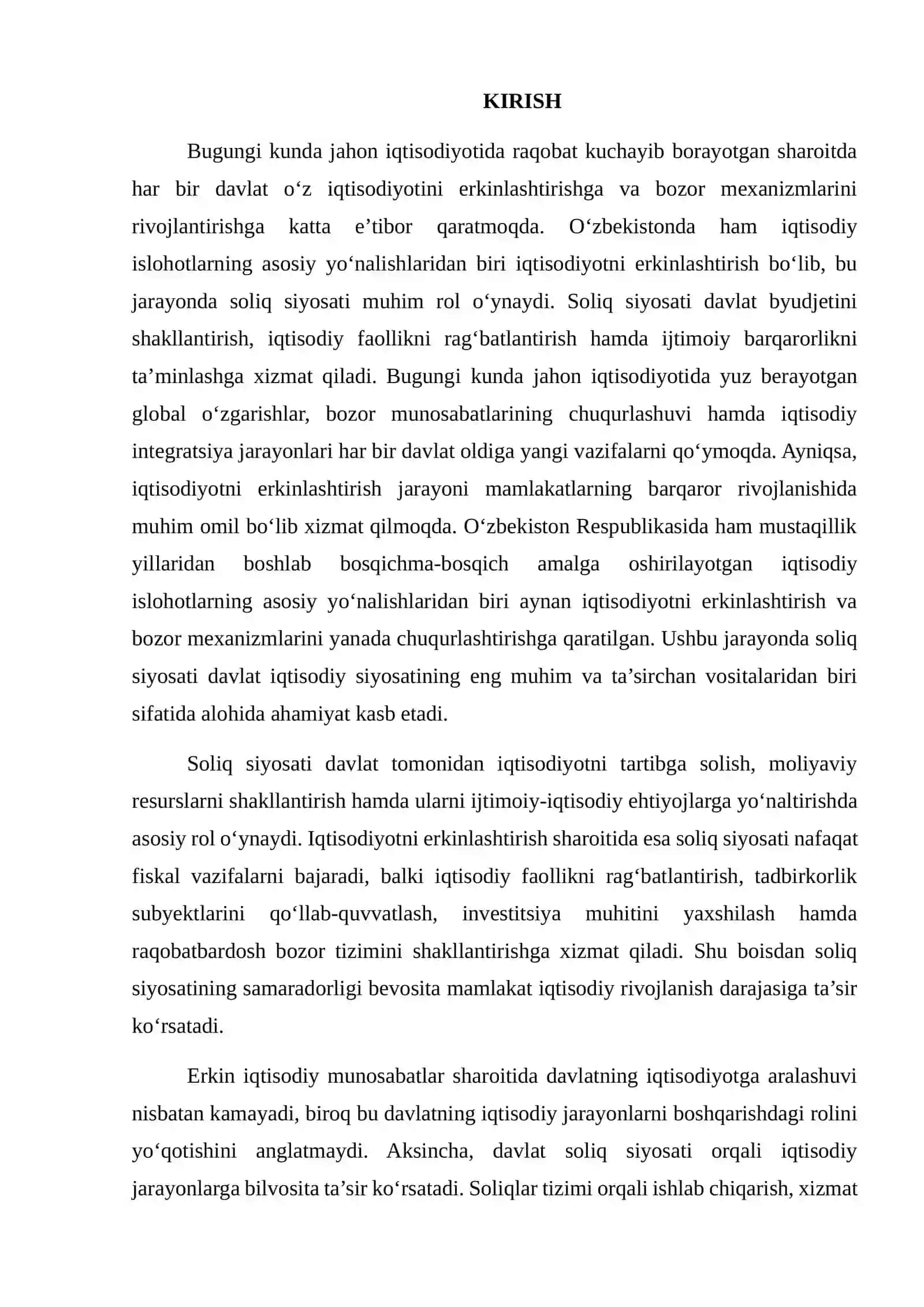 IQTISODIYOTNI ERKINLASHTIRISH SHAROITIDA SOLIQ SIYOSATINING ASOSIY YO‘NALISHLARI VA UNING O‘ZIGA XOS XUSUSIYATLARI 2
