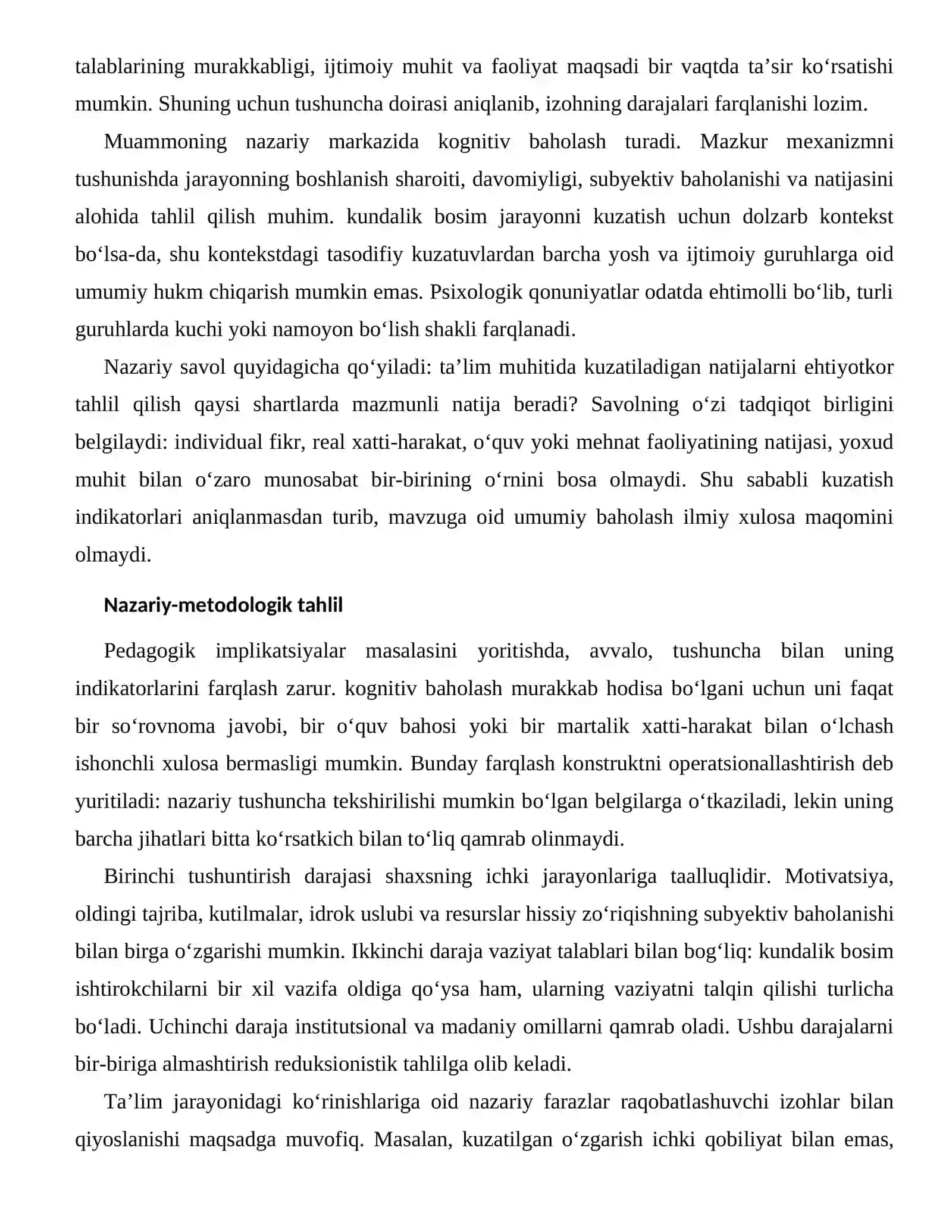 HISSIY ZO‘RIQISHNING SUBYEKTIV BAHOLANISHI — TA’LIM JARAYONIDAGI KO‘RINISHLARI 2