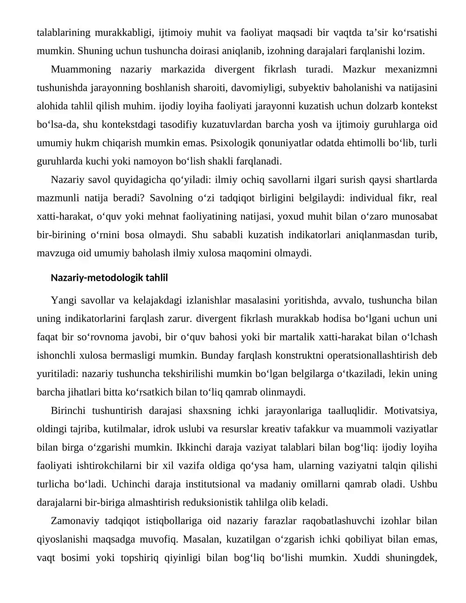 KREATIV TAFAKKUR VA MUAMMOLI VAZIYATLARNING ZAMONAVIY TADQIQOT ISTIQBOLLARI 2