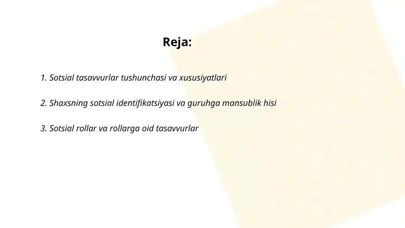 Shaxsning sotsial tasavvurlari 2