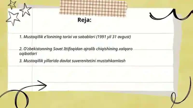 Mustaqil O'zbekiston Respublikasi tashkil topishining tarixiy ahamiyati 2
