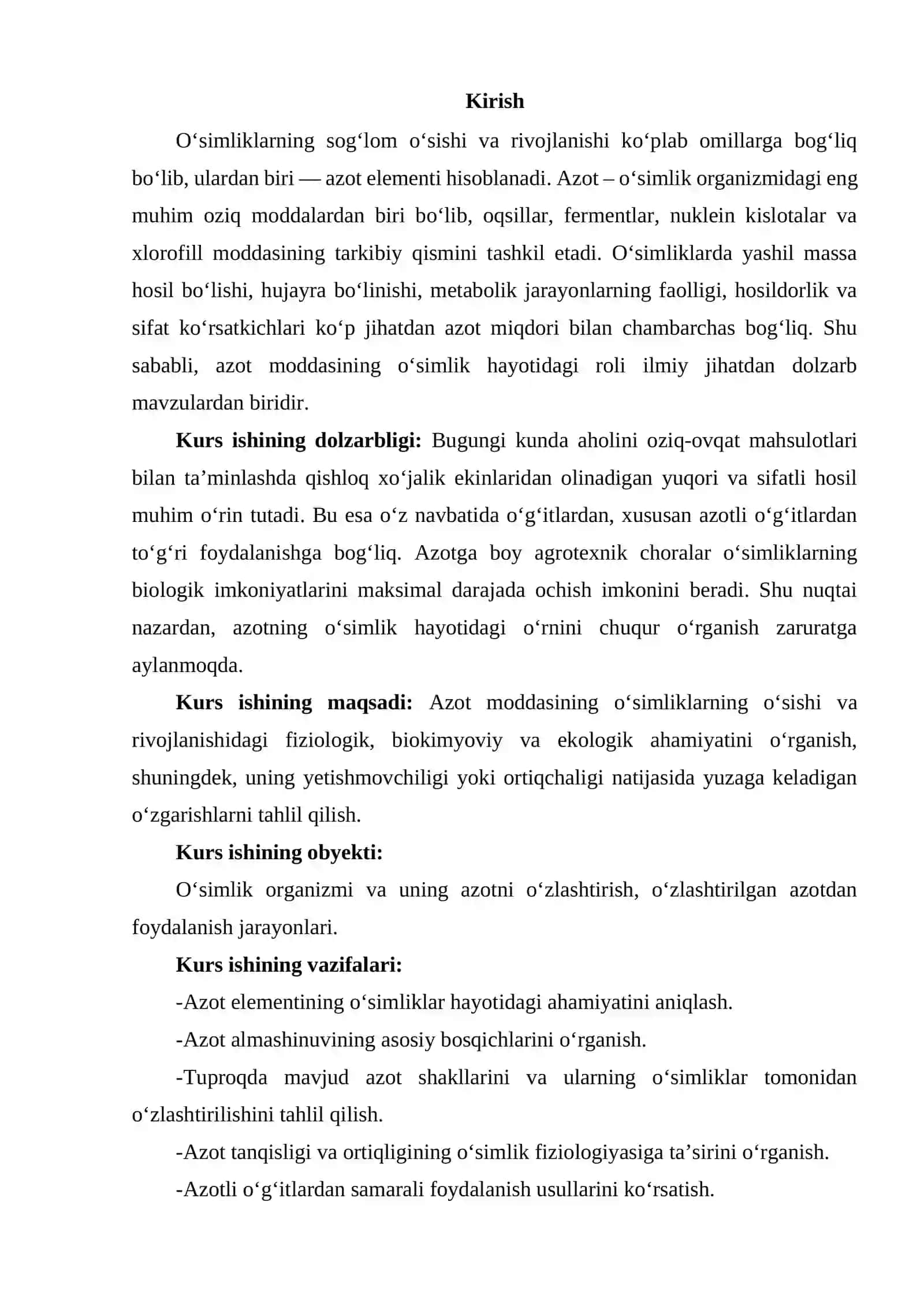 AZOTNI O'SIMLIK HAYOTIDA TUTGAN O'RNI 2