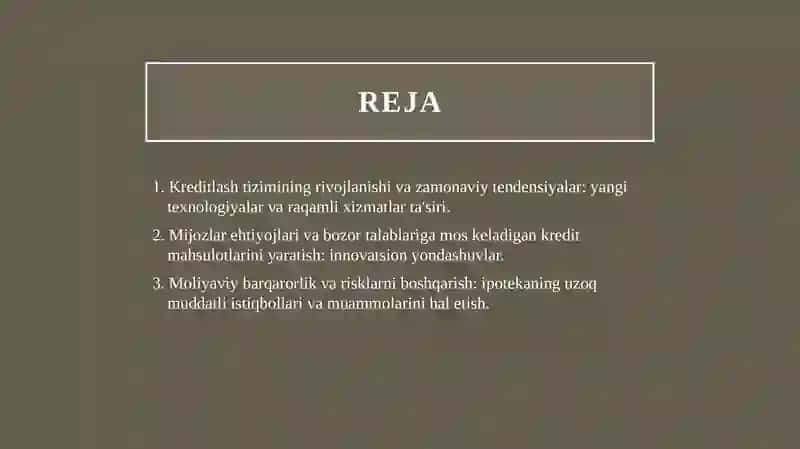 Kreditlash tizimining rivojlanishi va zamonaviy tendensiyalar 2