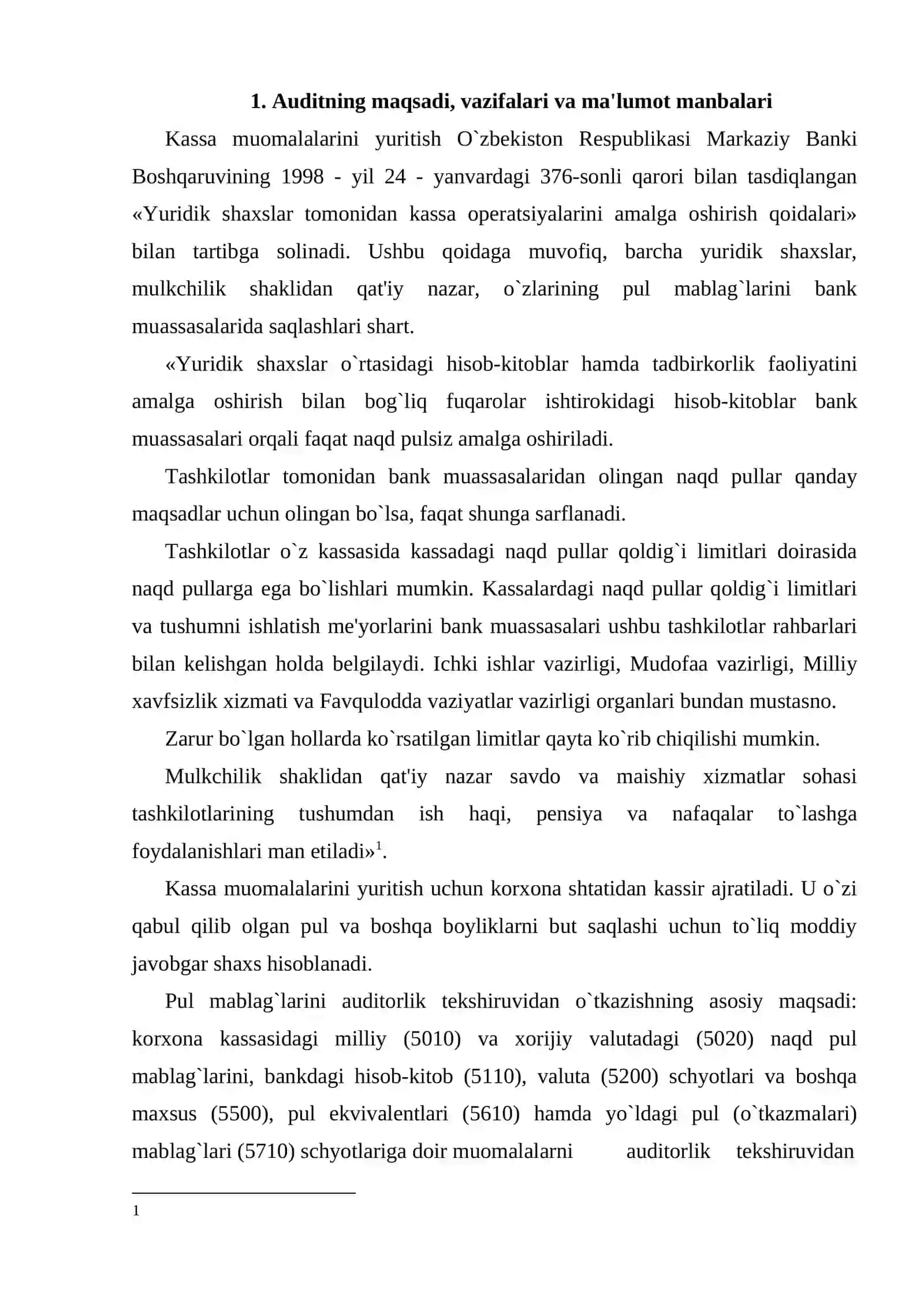 Pul mablag’lari harakati bilan bog’liq muomalalar auditining uslubi 2