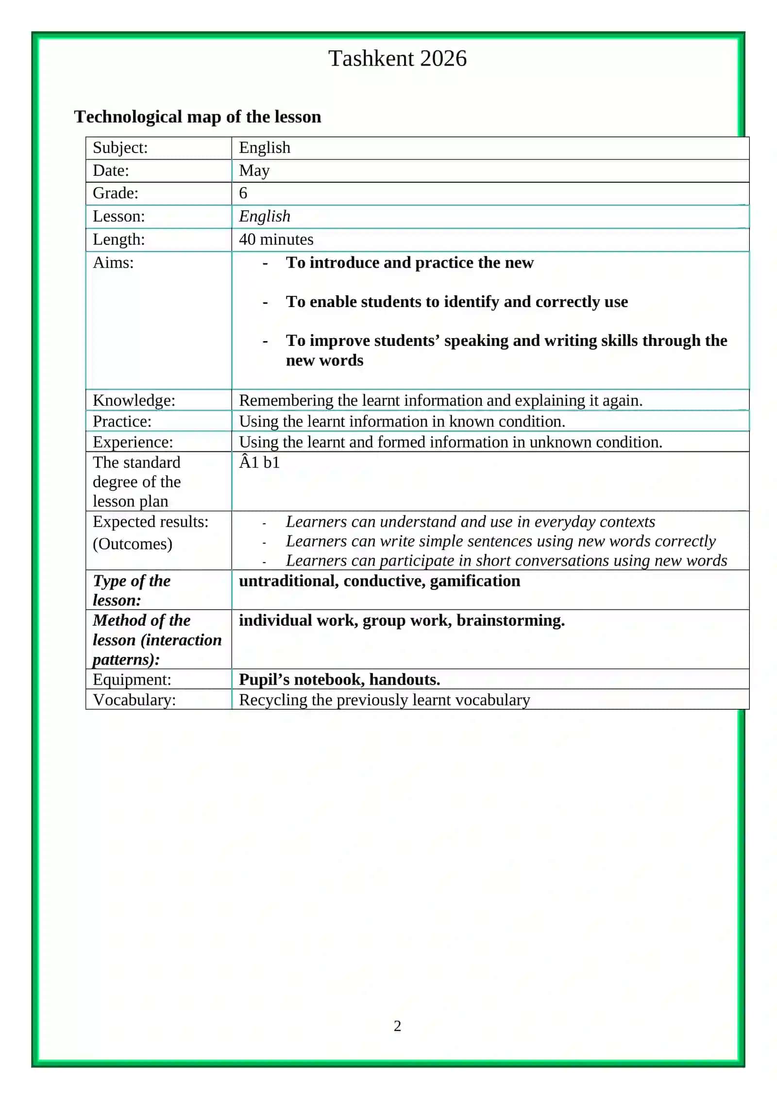 Lesson plan 2