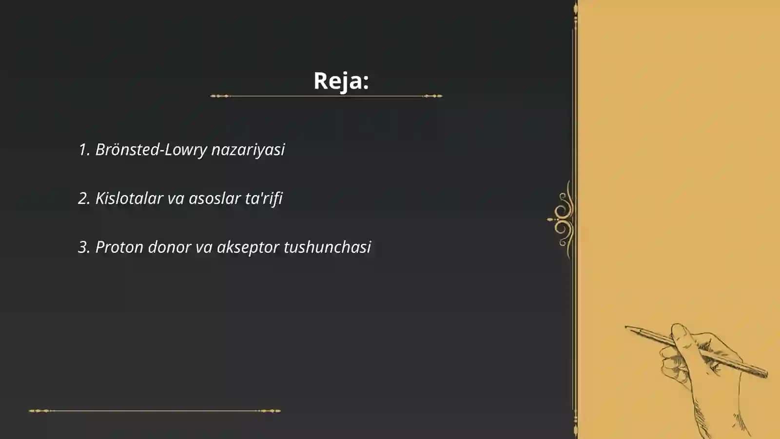 Brensted nazariyasi.Luyis nazariyasi.Oksidlanish-qaytarilish reaksiyalarini yarim-reaksiya usulda tenglashtirish 2