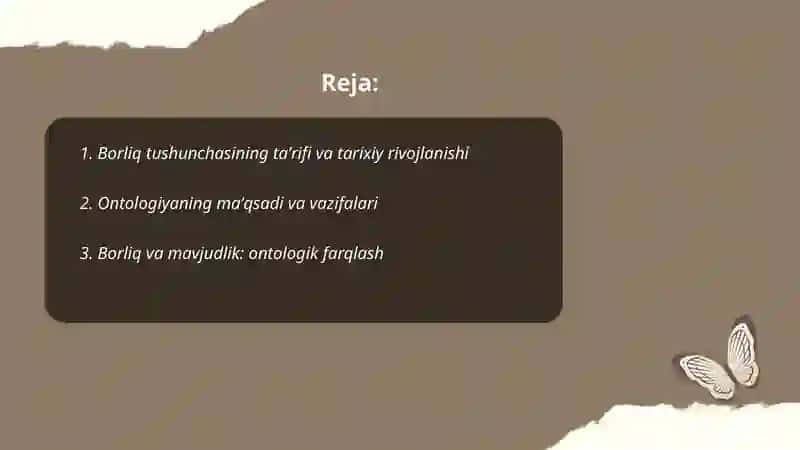 Borliq tushunchasi. Ontologiya 2