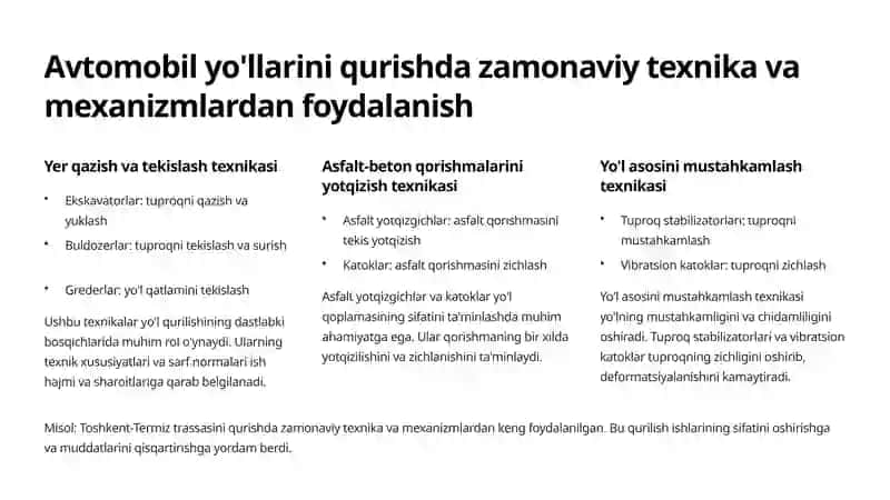 Avtomobil yo'llarini qurish, ta'mirlash va saqlashda zamonaviy texnika va mexanizm sarfining idoraviy normalari 2
