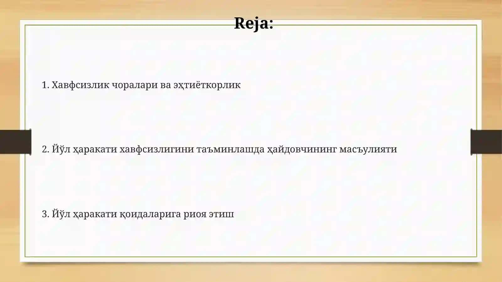 Haydovchining vazifalari 2