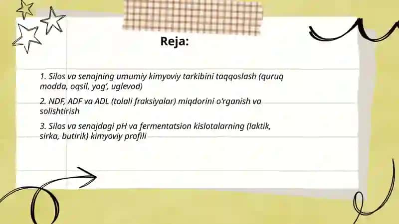 Silos va senajnung kimyoviy tarkibi va tòyimliligini òrganish hamda farqlarini taqqoslash 2