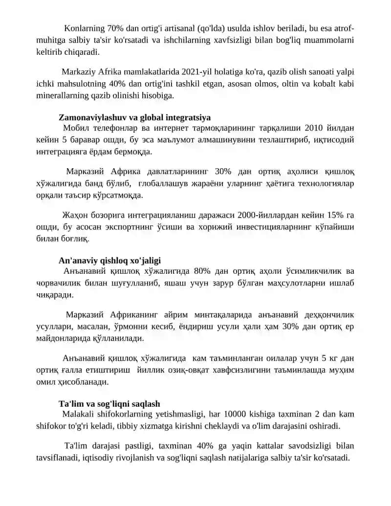 Markaziy Afrika xalqlari xoʻjaligi va madaniyati 2