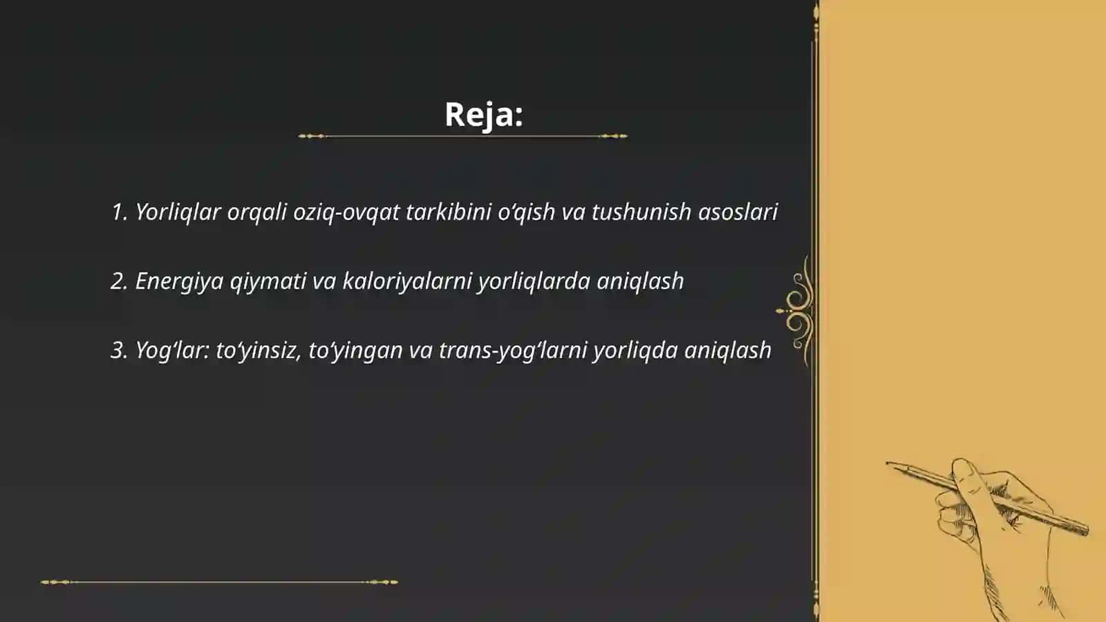 Oziq ovqat mahsulotlar tarkibidagi foydali va zararli mahsulotlari yorliqlari orqali o'rganish umumiy hulosa 2